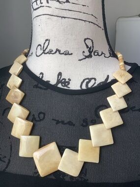 Handcrafted Cream Square Bead Necklace - Elegant Women’s Jewelry